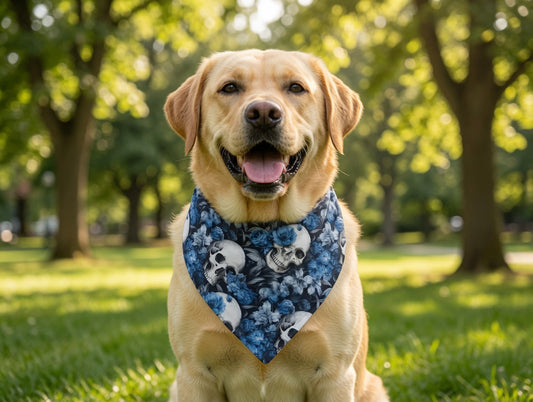 Skull Garden Over-the-Collar Bandana - Dark Floral Skull Vibes